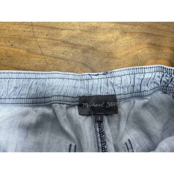 Michael Stars Pants Womens Small Blue Straight Linen Blend - Picture 4 of 9